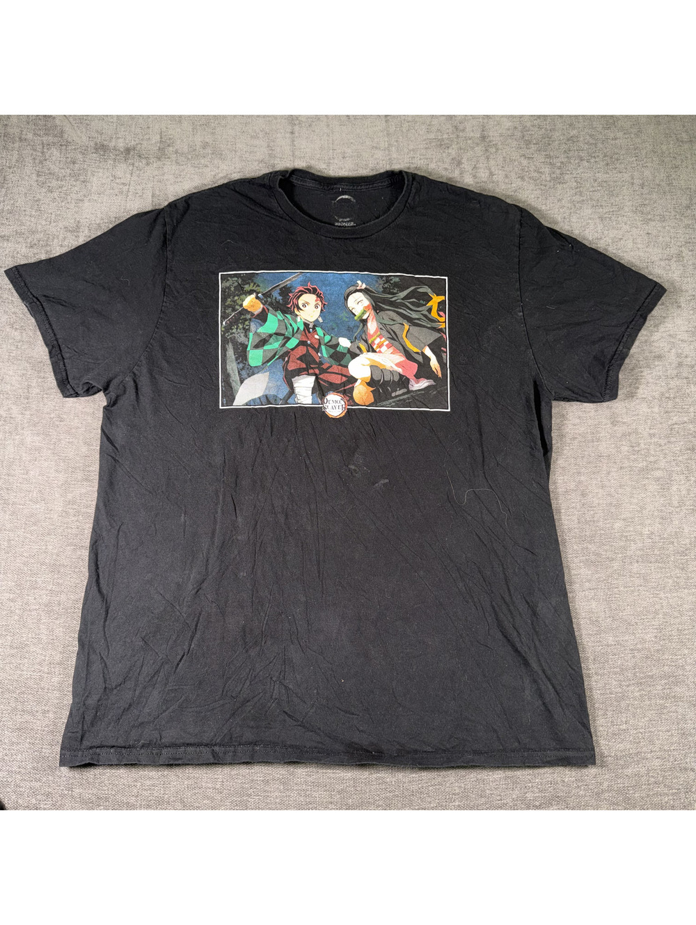 Aniplex Demon Slayer Anime Graphic T-Shirt XL Black Cotton